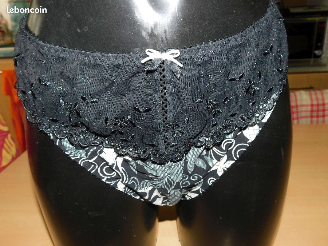Slip culotte grande taille t 50 noir et blanc Vêtements