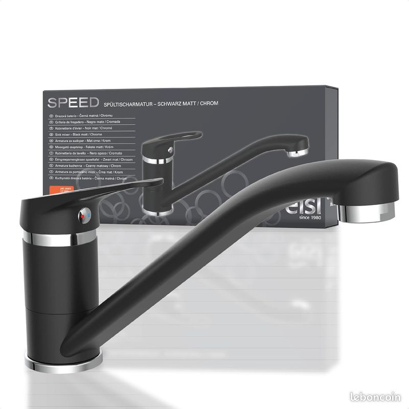 EISL Speed NI182SCR-B Robinet de cuisine, robinet d'évier, robinet de cuisine, chromé/noir (image 3)