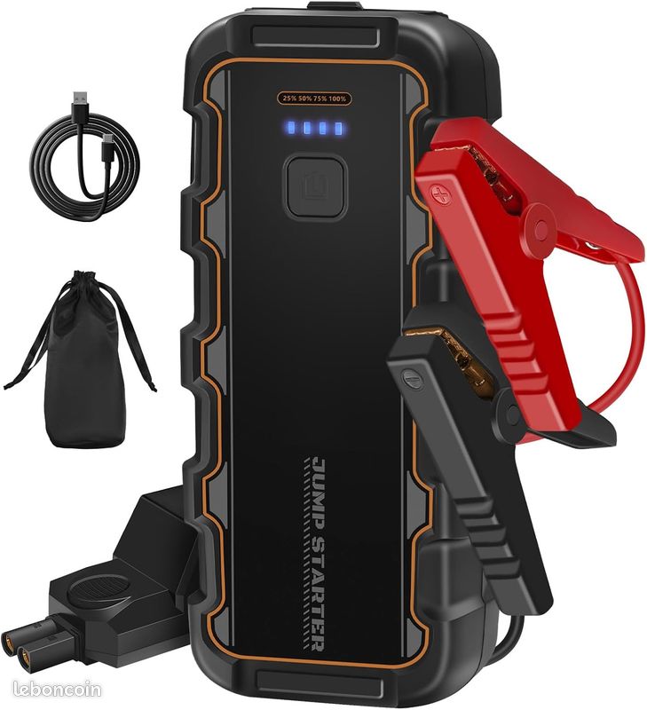 Booster Batterie Voiture Portable 1500A Momowin - Démarreur 12V Jusqu'à 7L Essence 5.5L Diesel, Pinces Intelligentes, 3 Modes LED