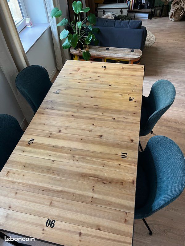 Table salle à manger 6 à 8 personnes / bois et métal (image 2)