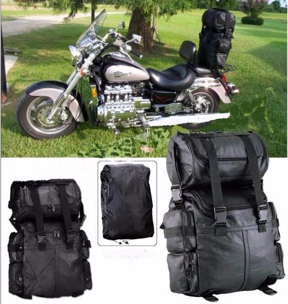 Sacoche trousse latérale en Cuir pour cadre ou bras oscillant de moto -  Modèle Tête de Mort / SKULL