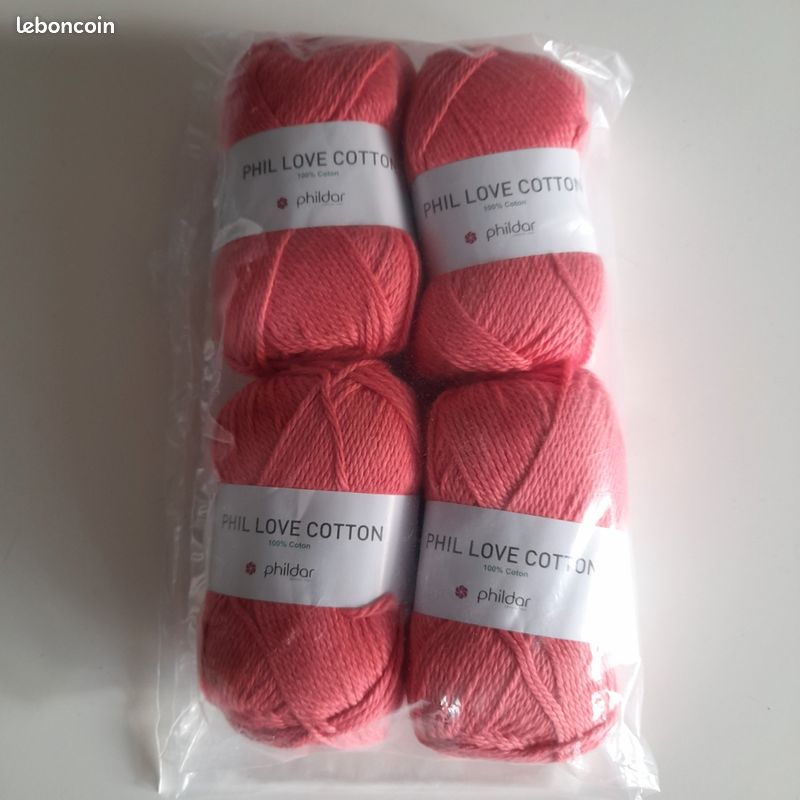 Lot De 8 Pelotes De Coton PHIL FALAISE Couleur Crème - Aiguille 4 - Neuf, Idéal Pour Tricot Ou Crochet