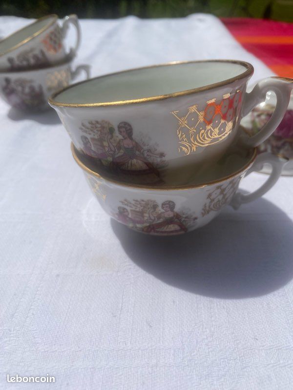 Service de 6 tasses à café en porcelaine de Chauvigny (image 4)