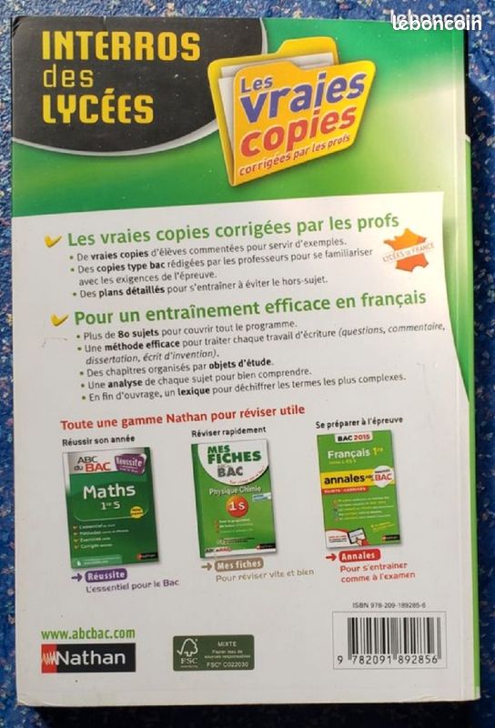 Lot de livres scolaires 1ere- Francais + Physique-Chimie (image 3)