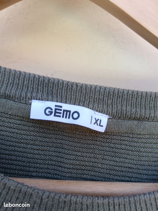 Pull léger homme vert kaki rayé. Taille XL (image 5)