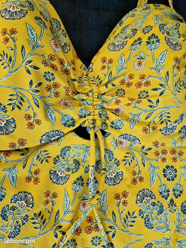 Maillot de bain Rougegorge 42/90E jaune moutarde á petites fleurs (image 3)