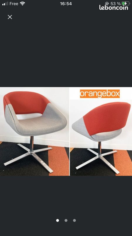 2 Jolie paire de fauteuils Design Steelcase Bicolore, orange et gris ou violet (image 2)