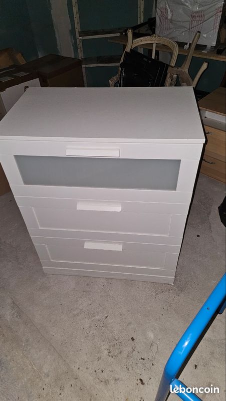 Commode 3 tiroirs IKEA Brimnes blanche avec tiroir vitré (image 3)