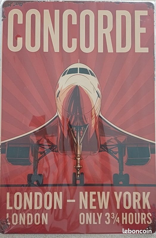 Plaque Métal Vintage Publicitaire Concorde - 30x20 Cm - NEUVE (étain)
