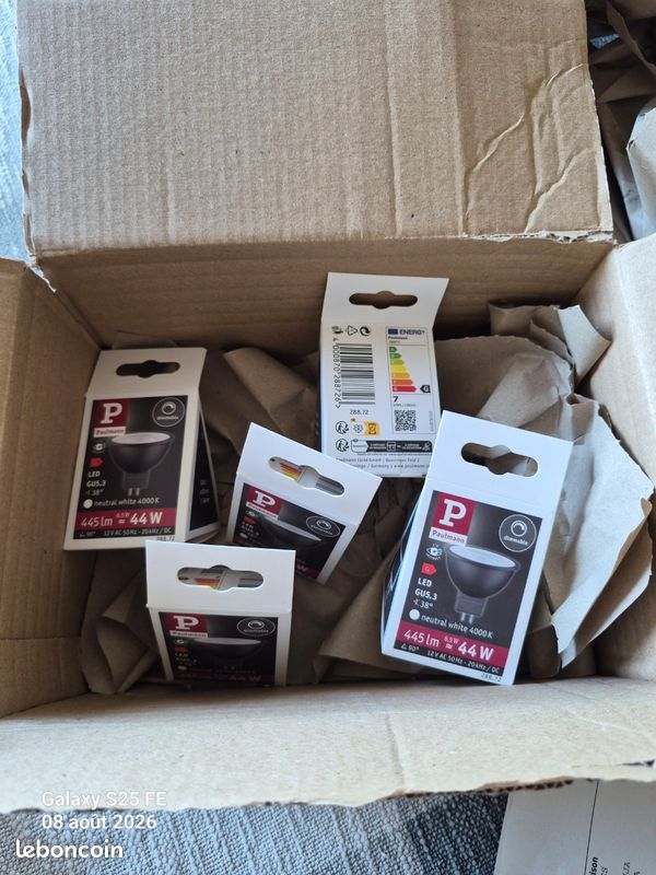 Lot de 5 ampoules neuves LED GU5,3 blanc neutre 44W (image 1)