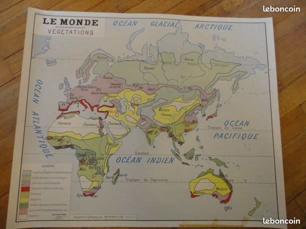 9 cartes d'écoles anciennes Rossignol double face vintage années 60 régions pays monde continent (image 9)