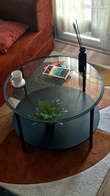 Table Basse Verre et Metal Noir (image 2)