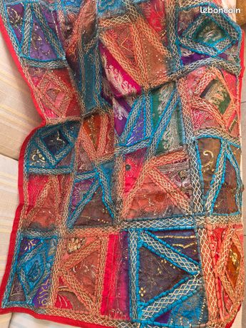 Patchwork mural éléphant grande tapisserie perlée brodée main décor de