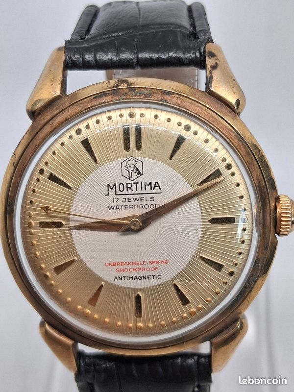 Montre Mécanique Vintage MORTIMA - À Réparer - Cadran Noir, Mouvement Manuel