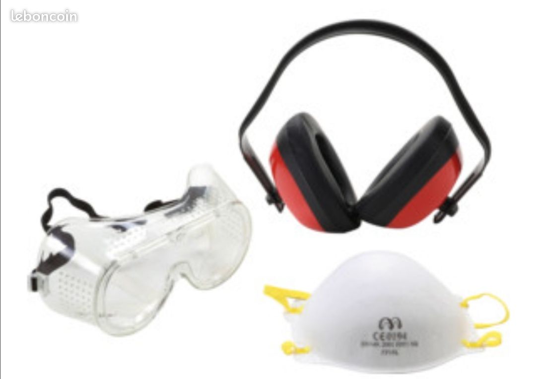 Casque ANTIBRUIT 27.6 dB SNR, lunettes et masque-kit de protection NEUF Emballé FFP1 NR D (image 2)