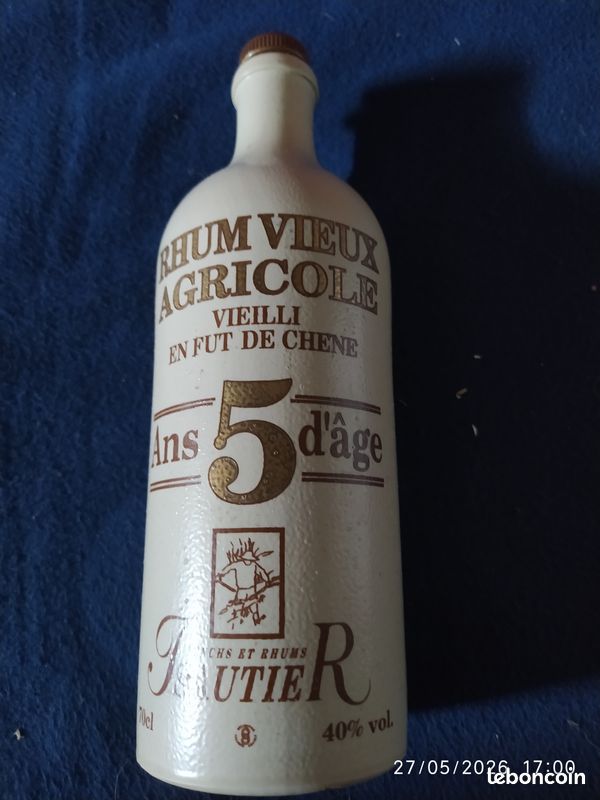 Bouteille ancienne de rhum en grès – 810 g – objet déco / collection (image 2)
