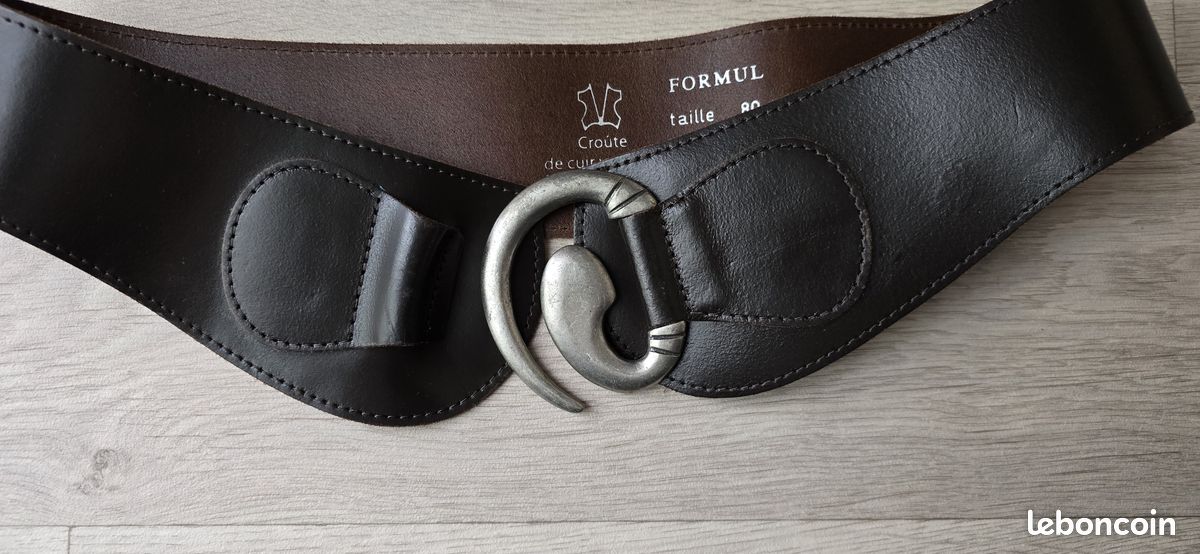 Ceinture large pur cuir T80 marron FORMUL (image 4)