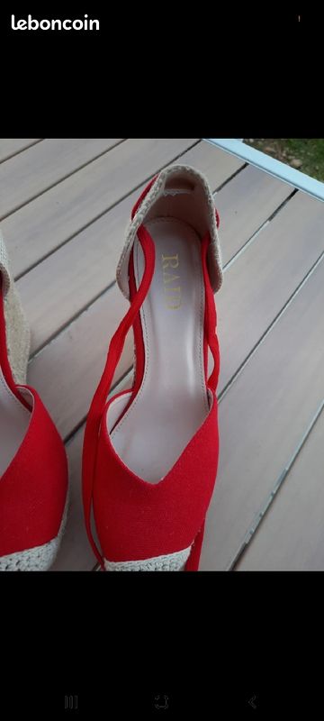 Sandale compensée rouge 37 (image 2)