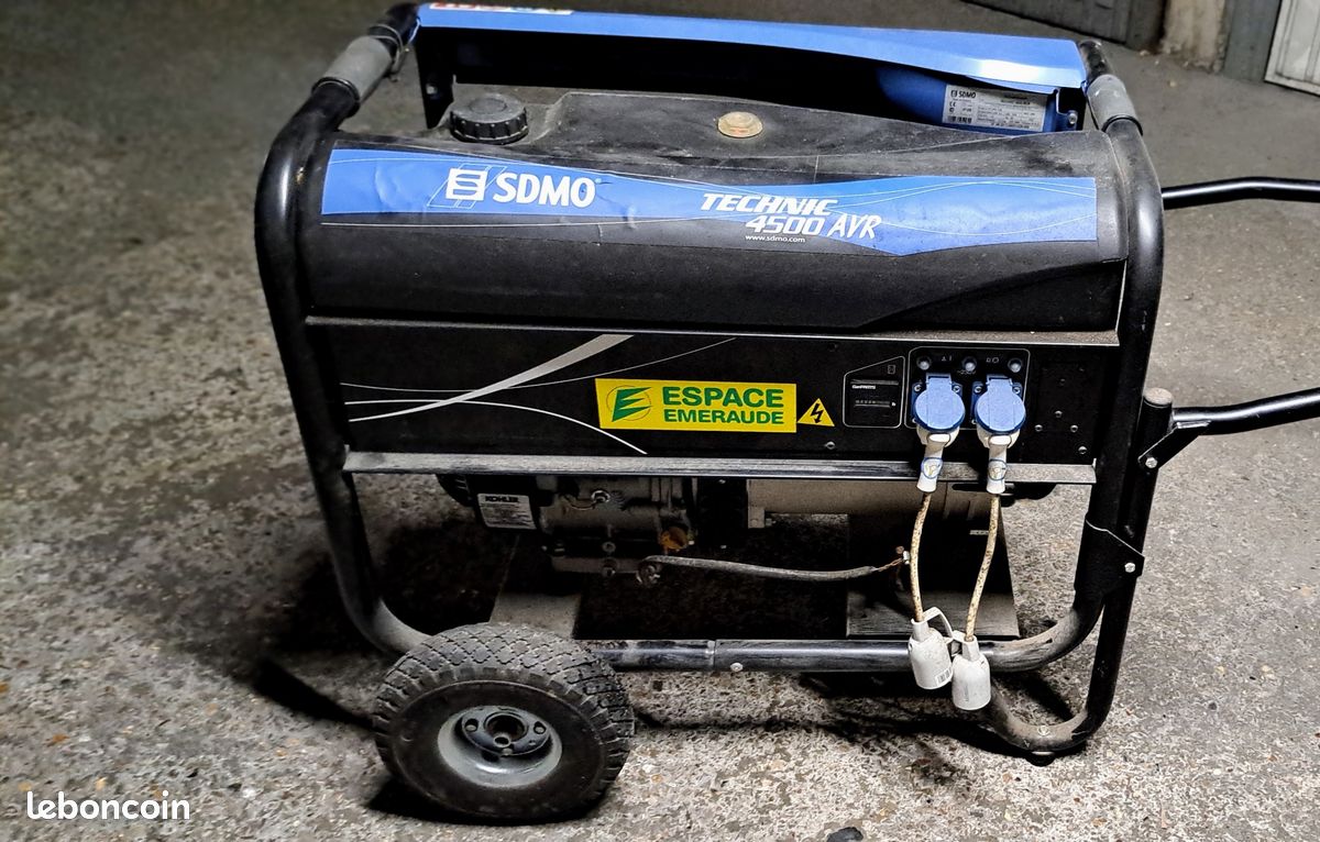 Groupe électrogène SDMO 4 550 W à roues, prises soules et piquet terre, (image 1)