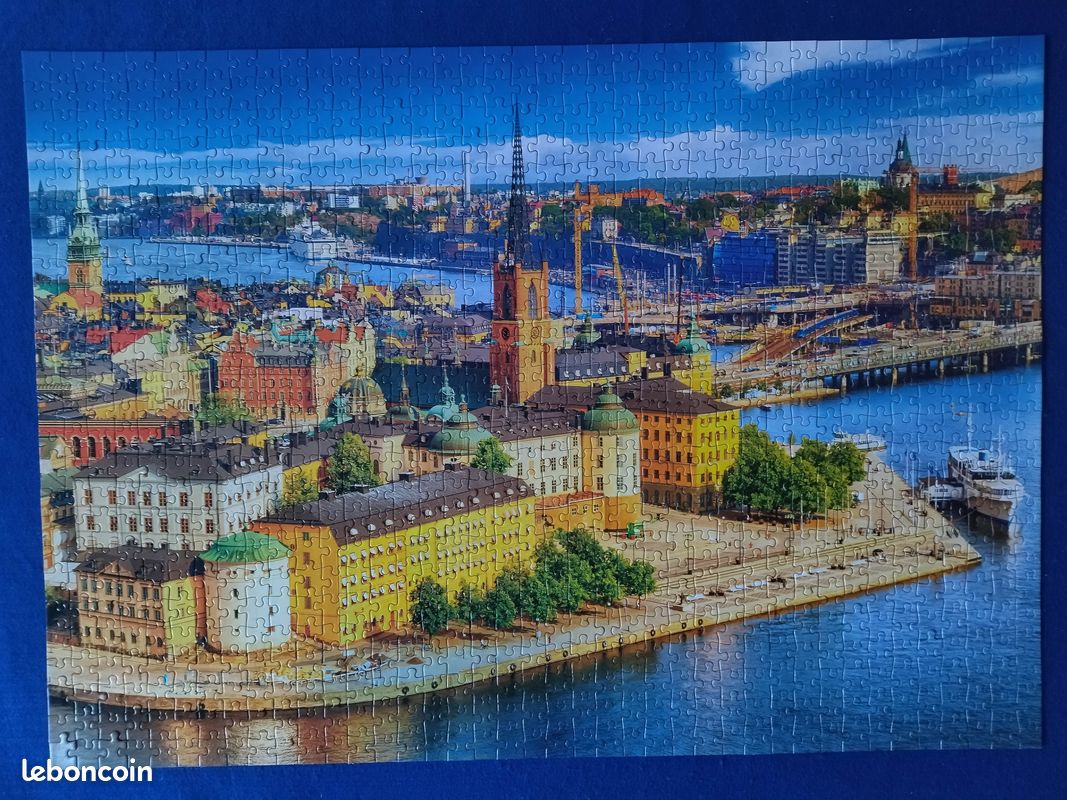 MyPuzzle 1000 Piece Jigsaw Puzzle - Stockholm Old Town Cityscape, Premium Quality, Made In USA