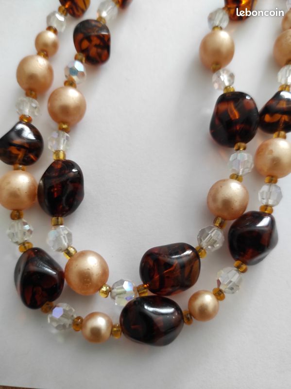 Collier Vintage Deux Rangs - Rétro - Bon état
