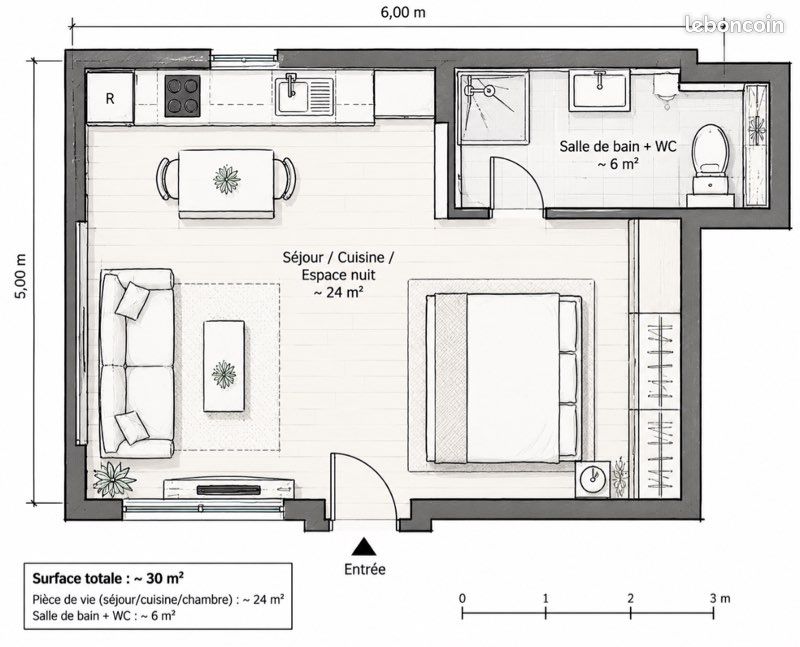 Appartement 1 pièce 30 m² · à Cannes · 30 m² · 700 €/mois