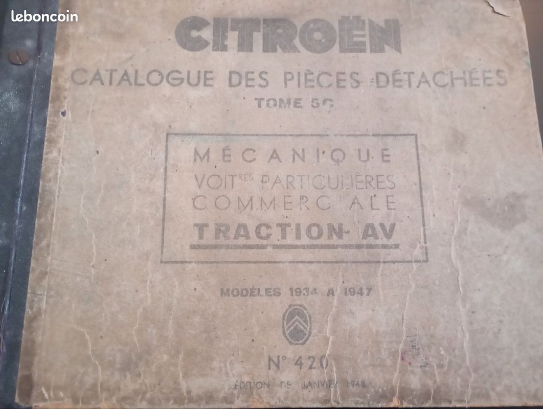Catalogue des pièces détachées Traction AV 420 Citroën tome 5C livre Mécanique voitures particulières-commerciale-Traction AV (image 2)