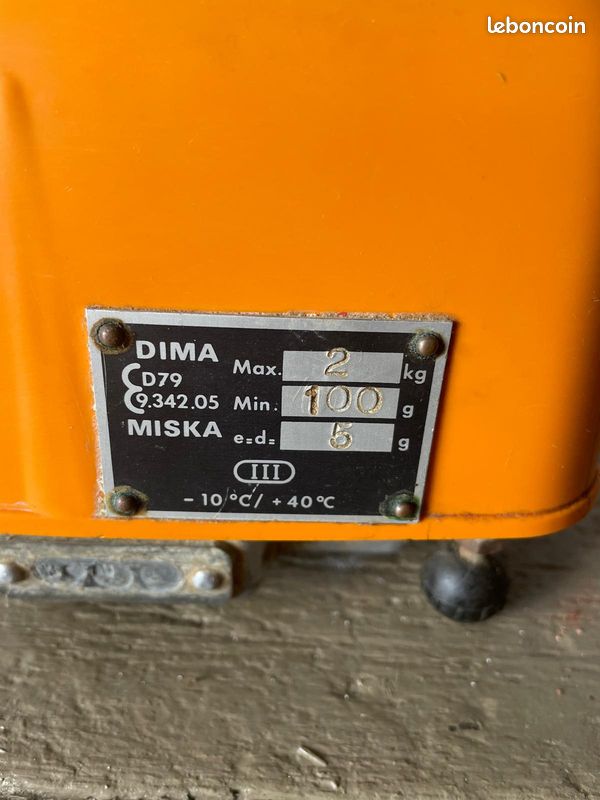 Balance d'épicier de précision DIMA, orange, vintage années 70 - Arts de la table