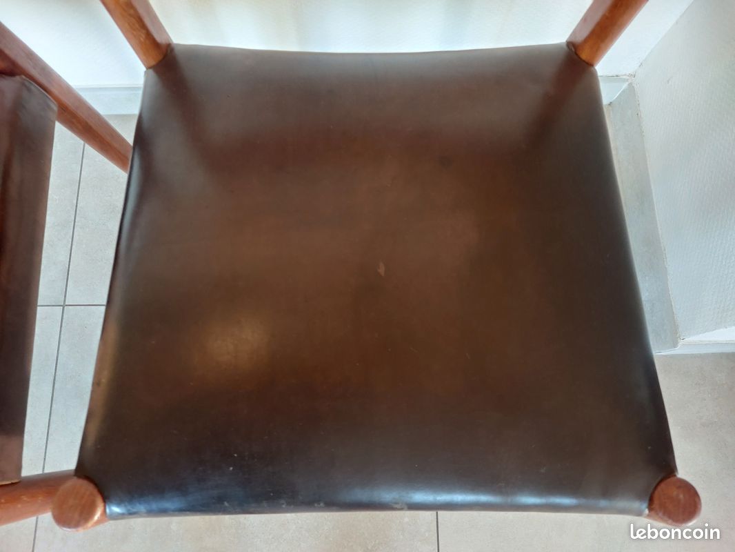 2 chaises Fristho Franeker, scandinaves, teck et cuir (image 12)