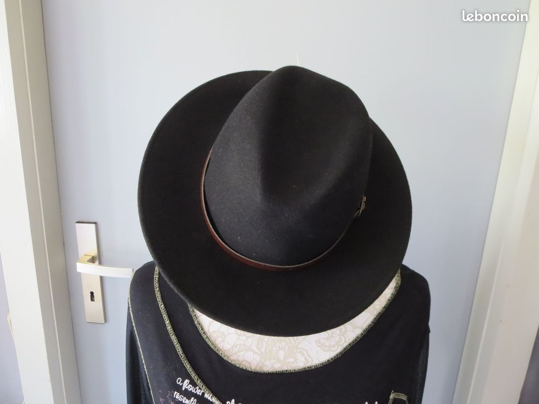 Chapeau Cowboy Resistol 3X Noir - Taille 7 Ovale Long - Vintage USA