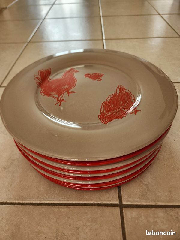 Très beau lot de 6 grandes assiettes plates Geneviève Lethu 99,90