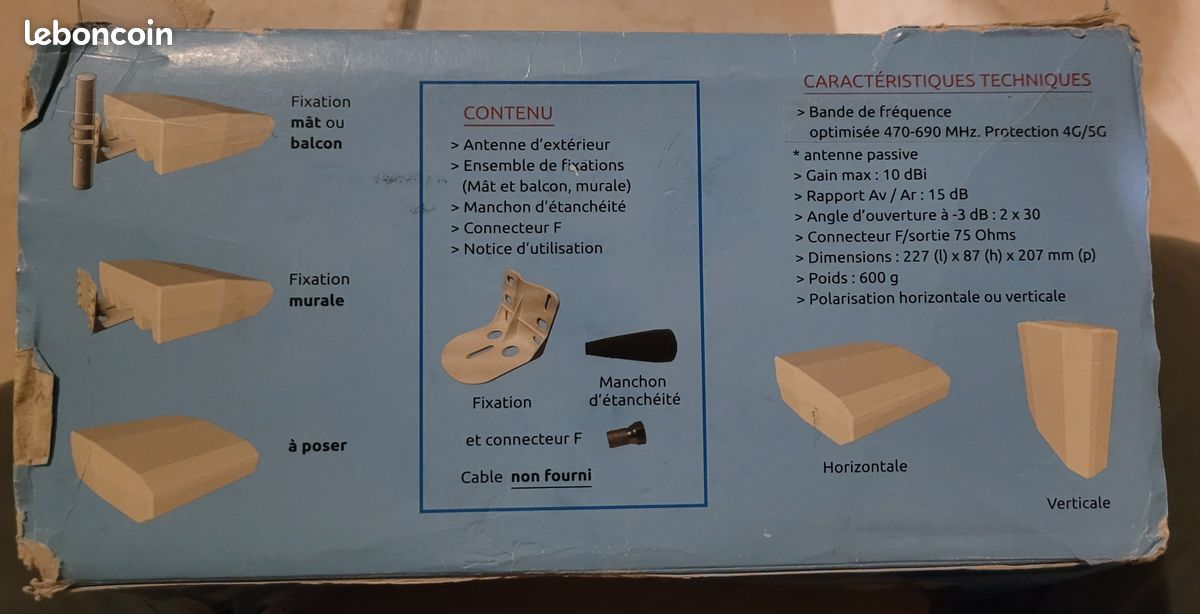 Antenne TV passive TNT HD Extérieur 10 dBi Bon état (image 2)