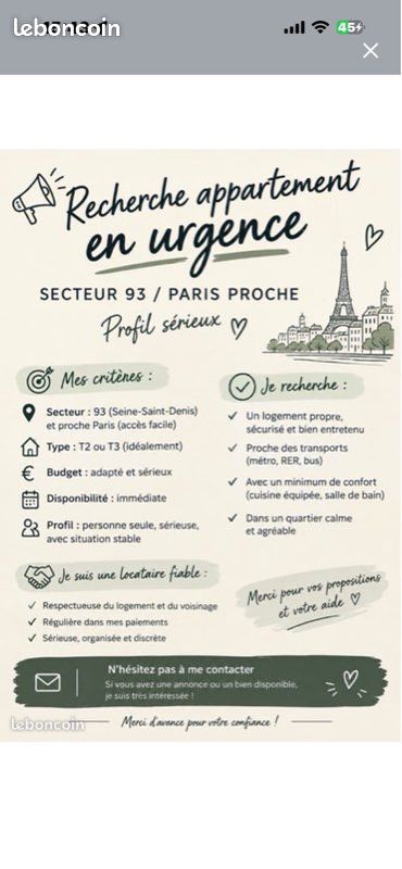 Appartement 1 pièce 20 m² · à Aubervilliers · 20 m² · 650 €/mois