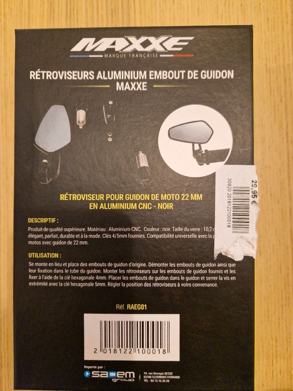 Rétroviseurs Aluminium Embout De Guidon MAXXE - , Rétroviseurs