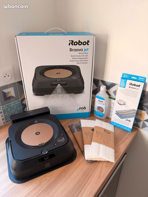 Robot Nettoyeur IRobot Braava Jet M6 – Sans Fil, Réservoir D'eau, Compatible Alexa (occasion)
