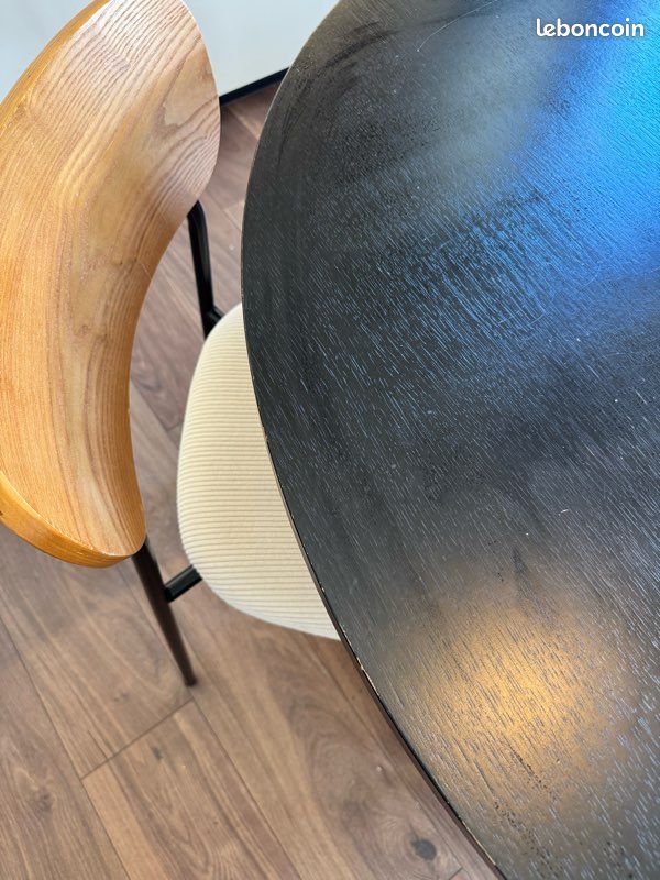 Table ronde extensible noire + 4 chaises (image 4)