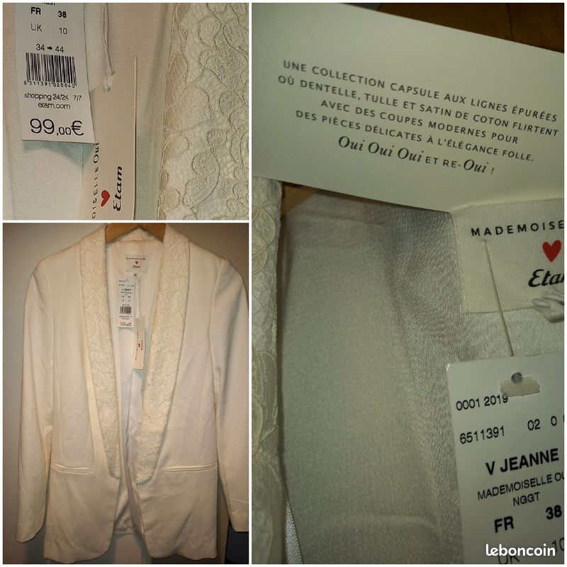 đprix d'origine :99 euros. Blazer etam tulle et dentelle. Neuf jamais portĂ© (image 3)