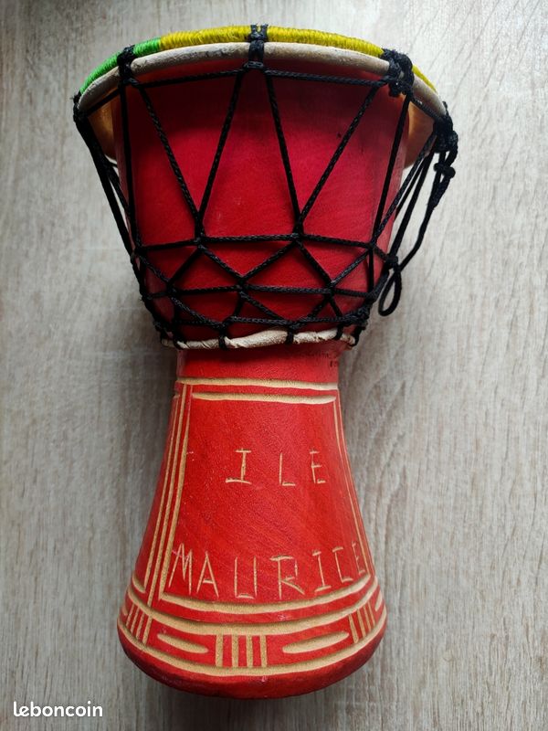 Djembé Débutant 40 Cm – Bois Acajou Sculpté Main, Peau Chèvre, Éléphant Orange, Son Authentique