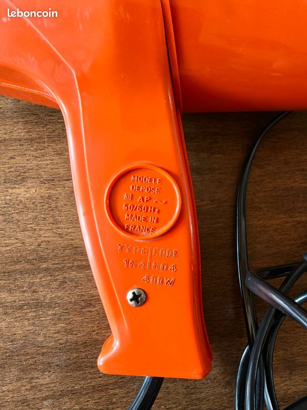 Sèche-cheveux vintage Moulinex orange 400 W – Années 70 – Fonctionne (image 3)