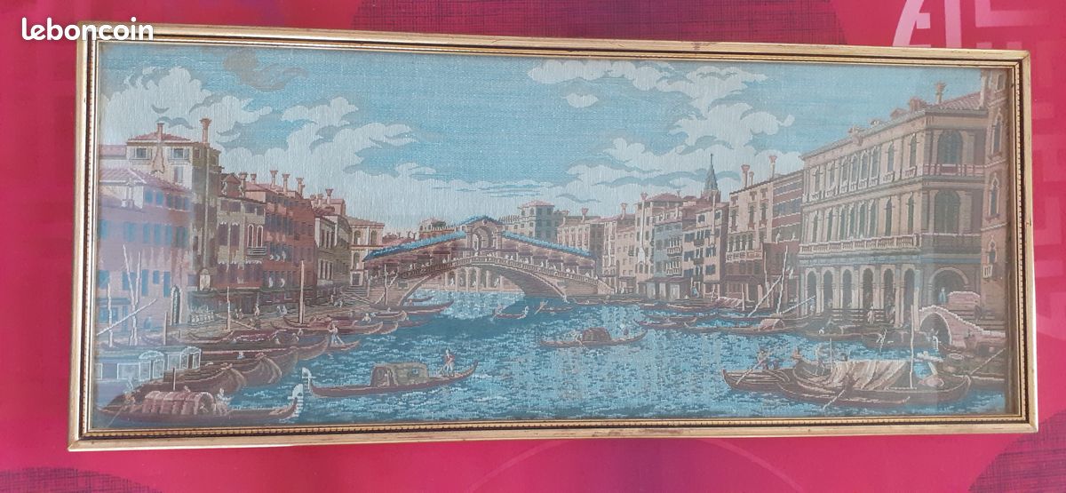 Tableau ancien tissé Venise (image 1)