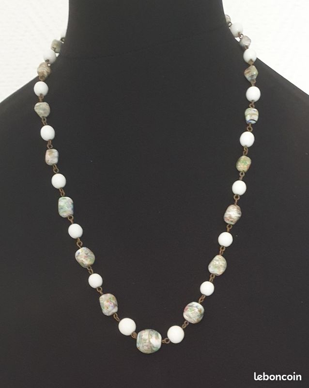 Collier Perles Bakélite Vintage Jaune - Occasion En Bon état