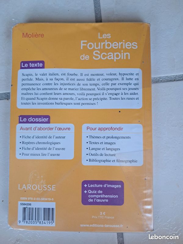 Livre "Les fourberies de Scapin" de Moliere (image 2)
