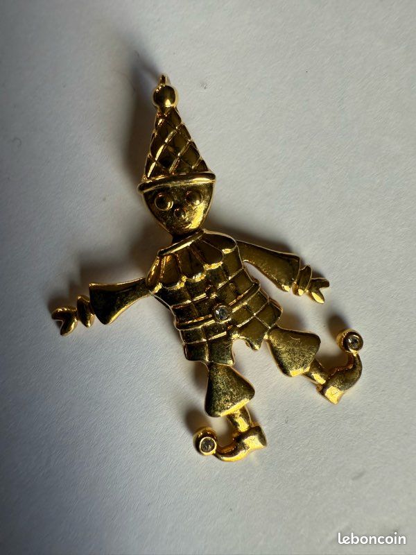 Pendentif Articulé Métal Doré - 5 Flèches - Style Années 80 - Occasion