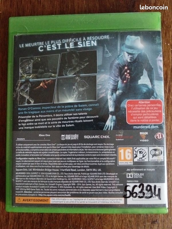 Jeu Murdered: Soul Suspect Pour Xbox One - Version UK, Bon état, Vendeur Pro