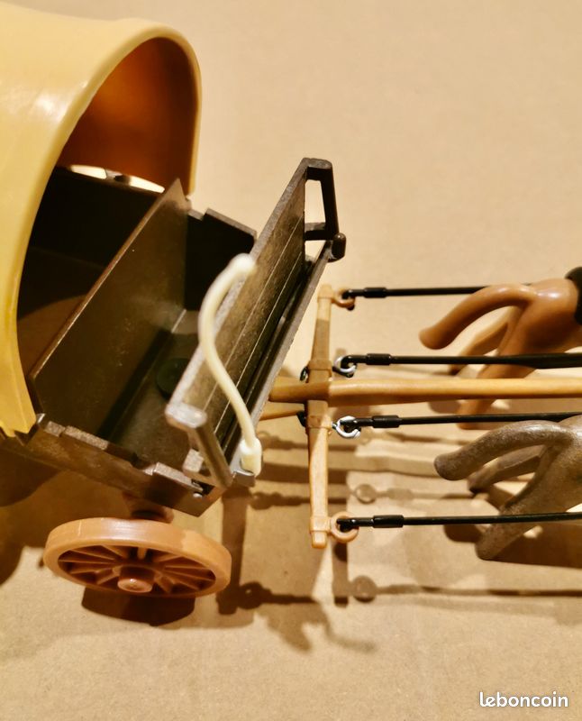 Chariot bâché Playmobil avec double attelage 3243 western