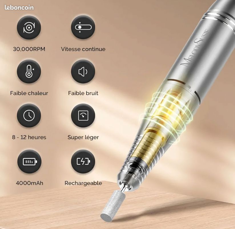 Ponceuse à Ongles Électrique Professionnelle 35000 RPM - Marque CyleeJoy Rechargeable