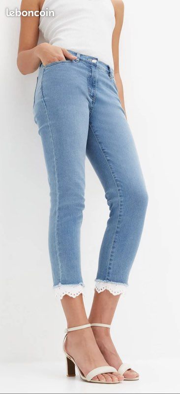 Jean Large Bon Prix Jean Taille Haute Jean Extensible Avec Bordure