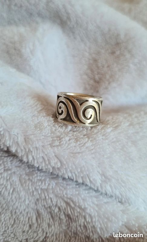 Bague Argent Massif 925 – Anneau Simple Style Créateur, Vague, Taille 56