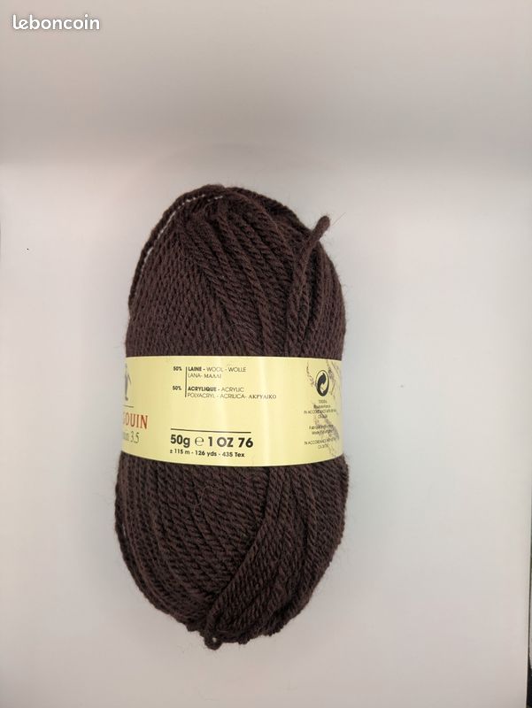 Pelote de laine / acrylique - 50g ≈ 115 m - couleur chocolat - Pingouin - Neuve (image 4)