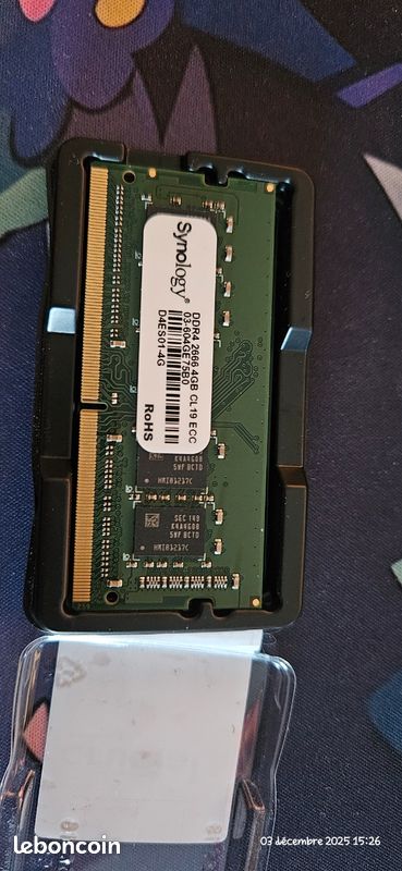 Barrette RAM Synology 4 Go ECC SO-DIMM DDR4 - D4es03-4g (Occasion)